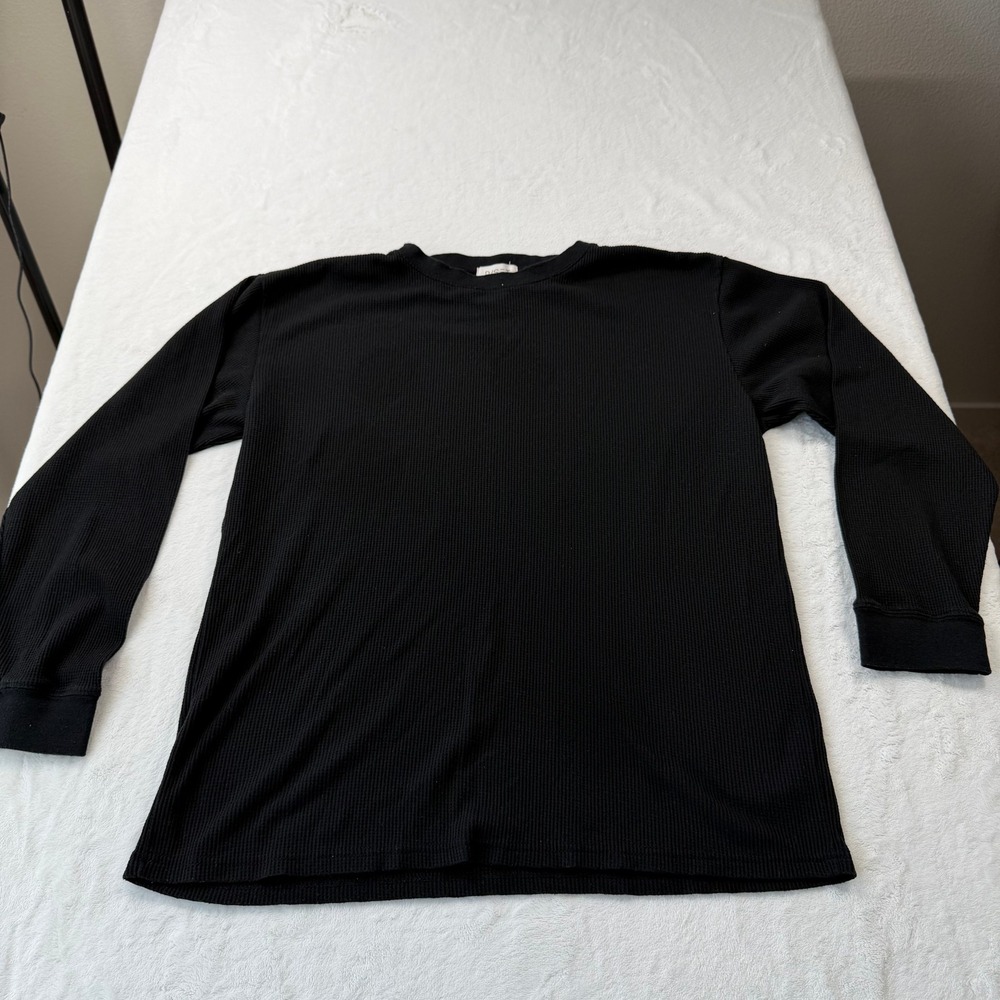 D/SET Waffle Knit Thermal Long Sleeve Shirt Mens XL Black Excellent MT1112 - Picture 1 of 5